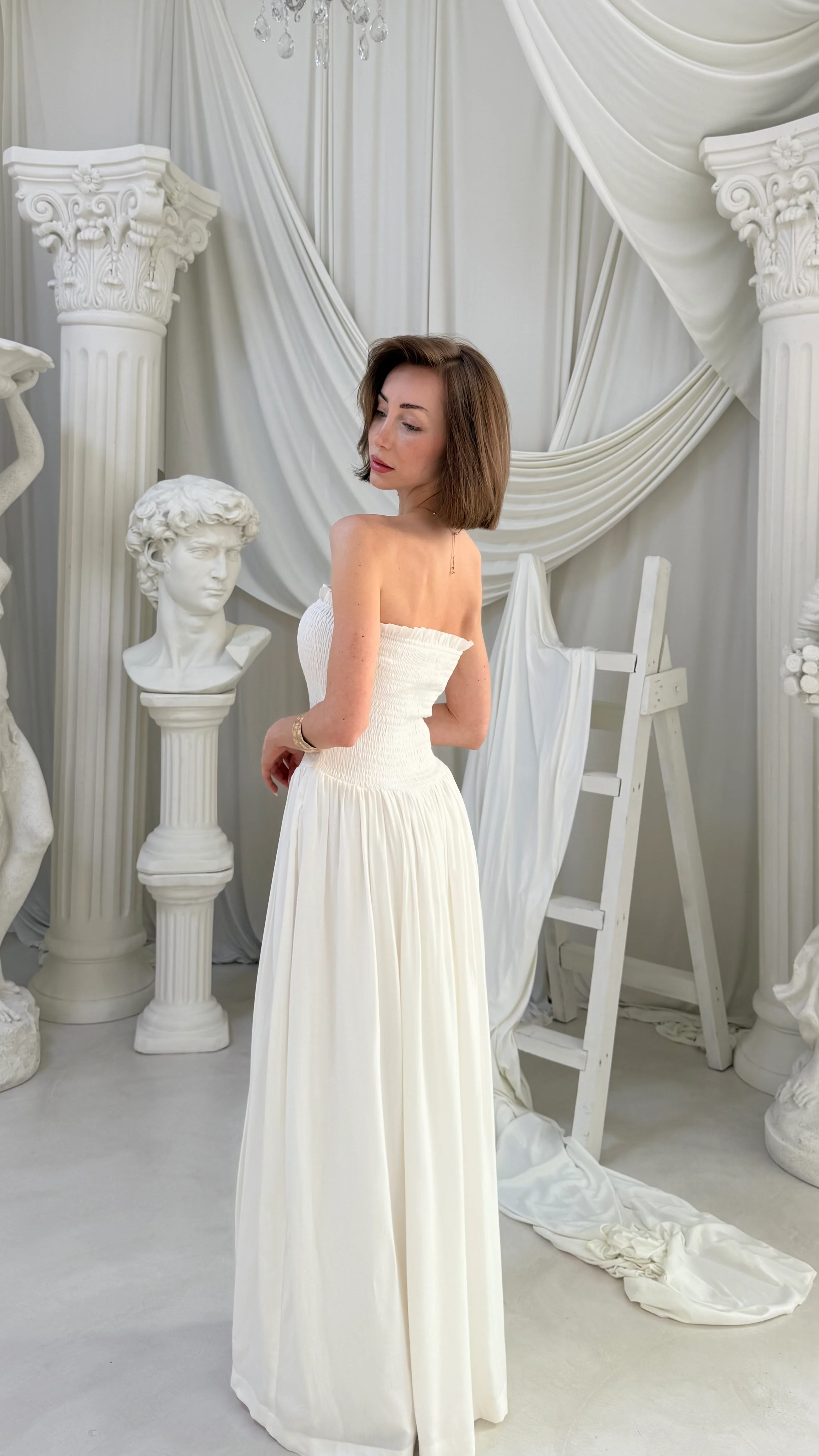 Biffy Ruffle Dress – Ecru White - Image 3