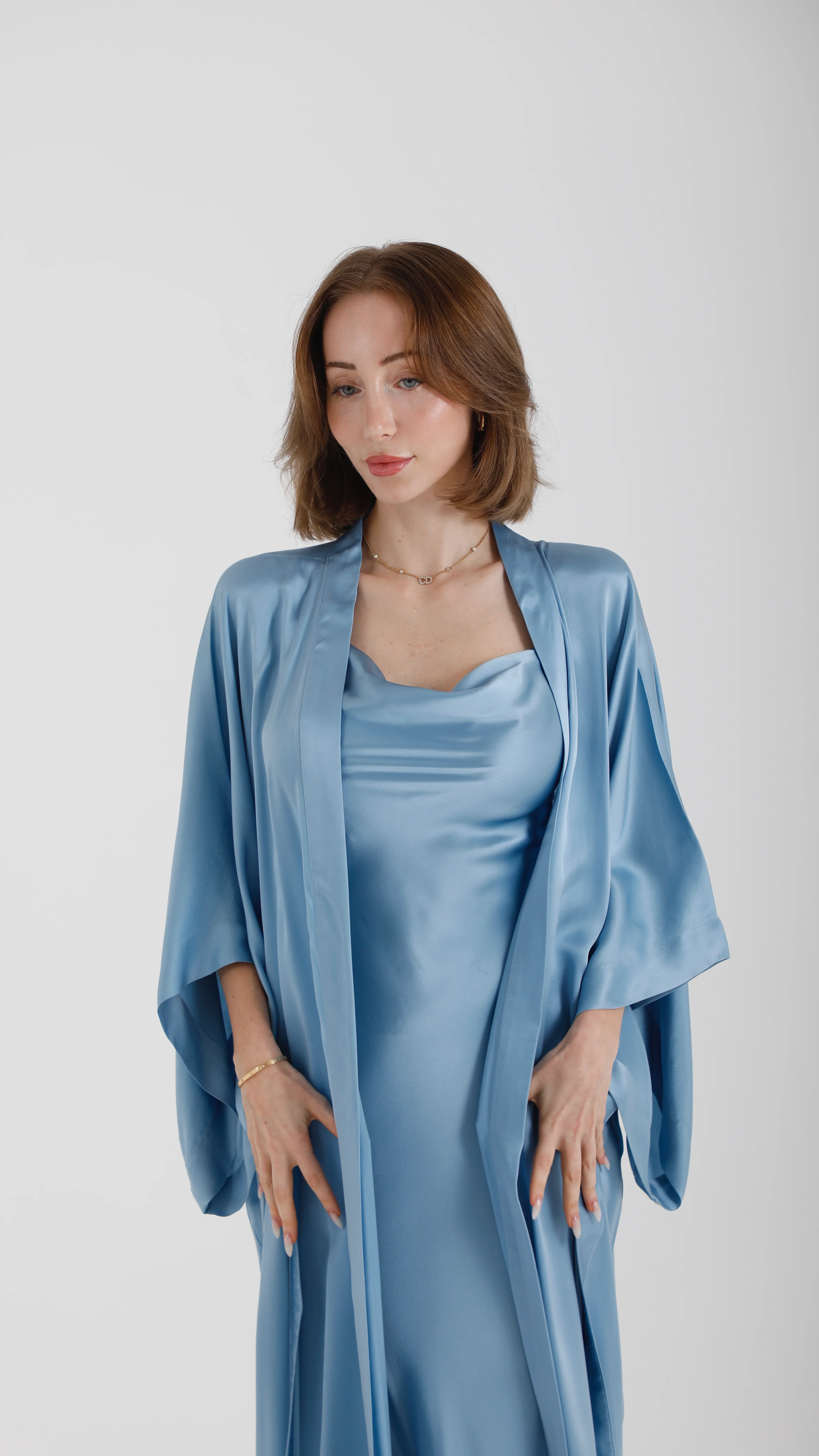 Silk Kimono – Sky Blue - Image 3