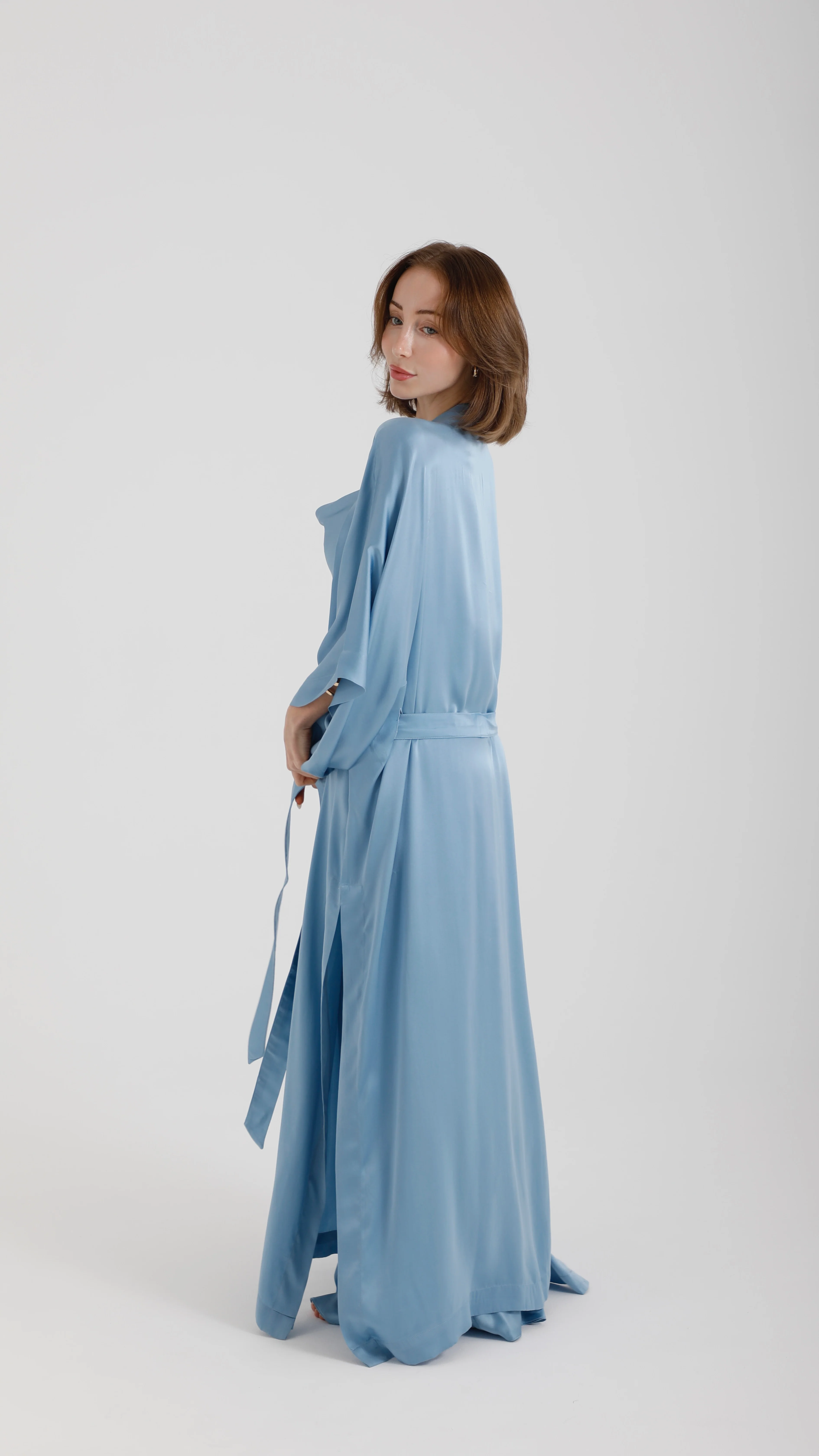 Silk Kimono – Sky Blue - Image 4