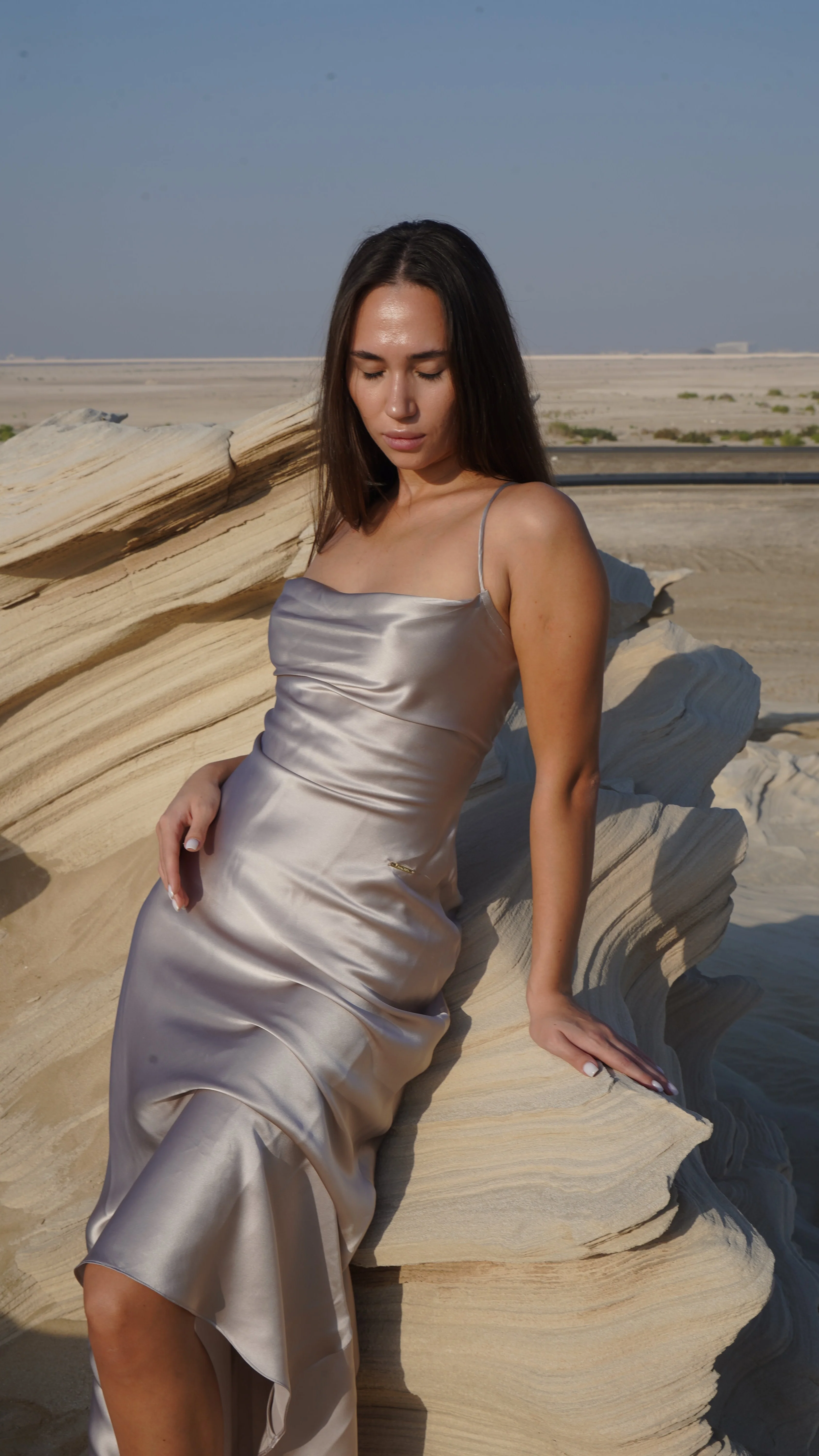 Silk Lace Back Maxi Dress – New Opal - Image 8