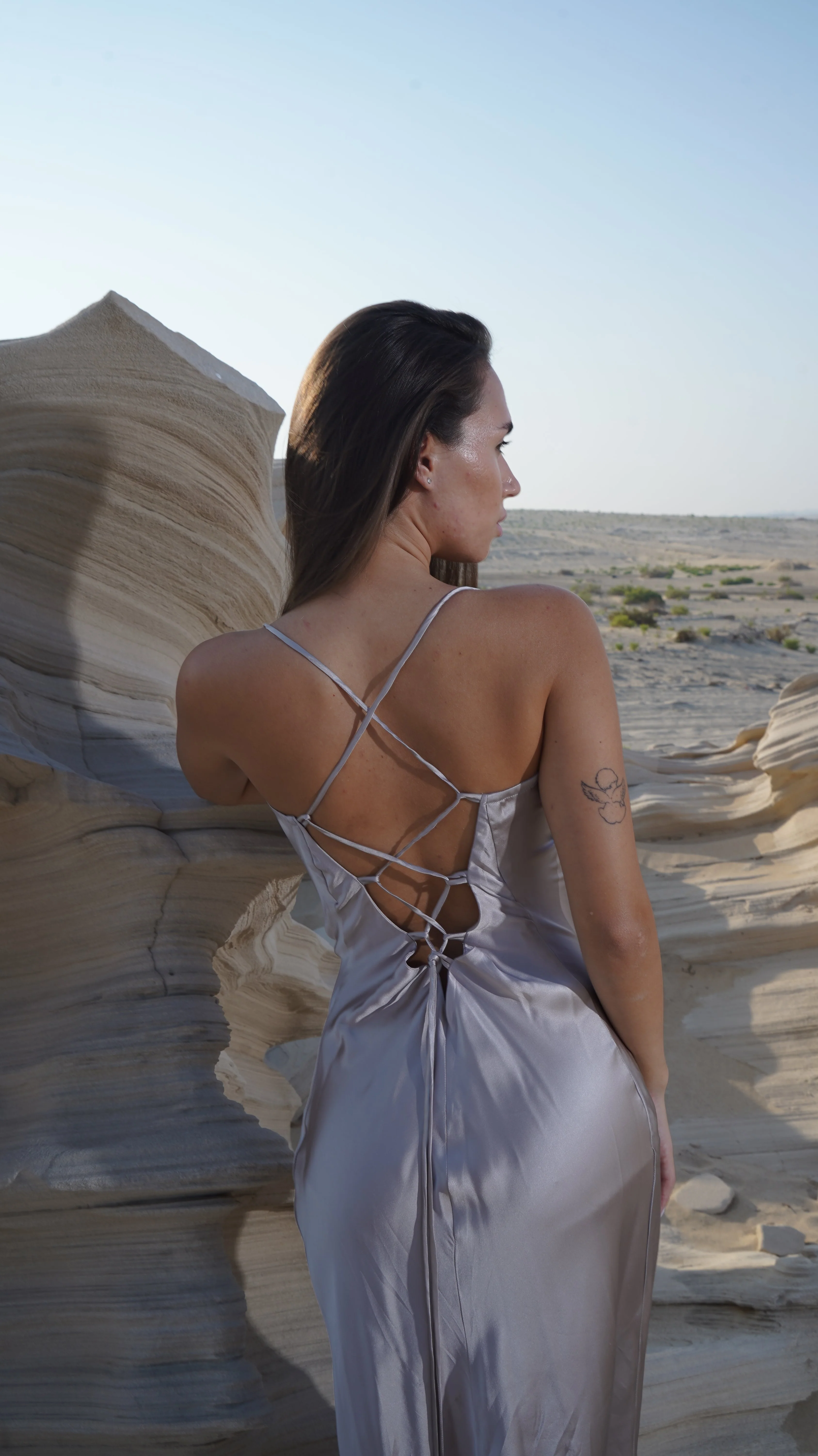 Silk Lace Back Maxi Dress – New Opal - Image 9