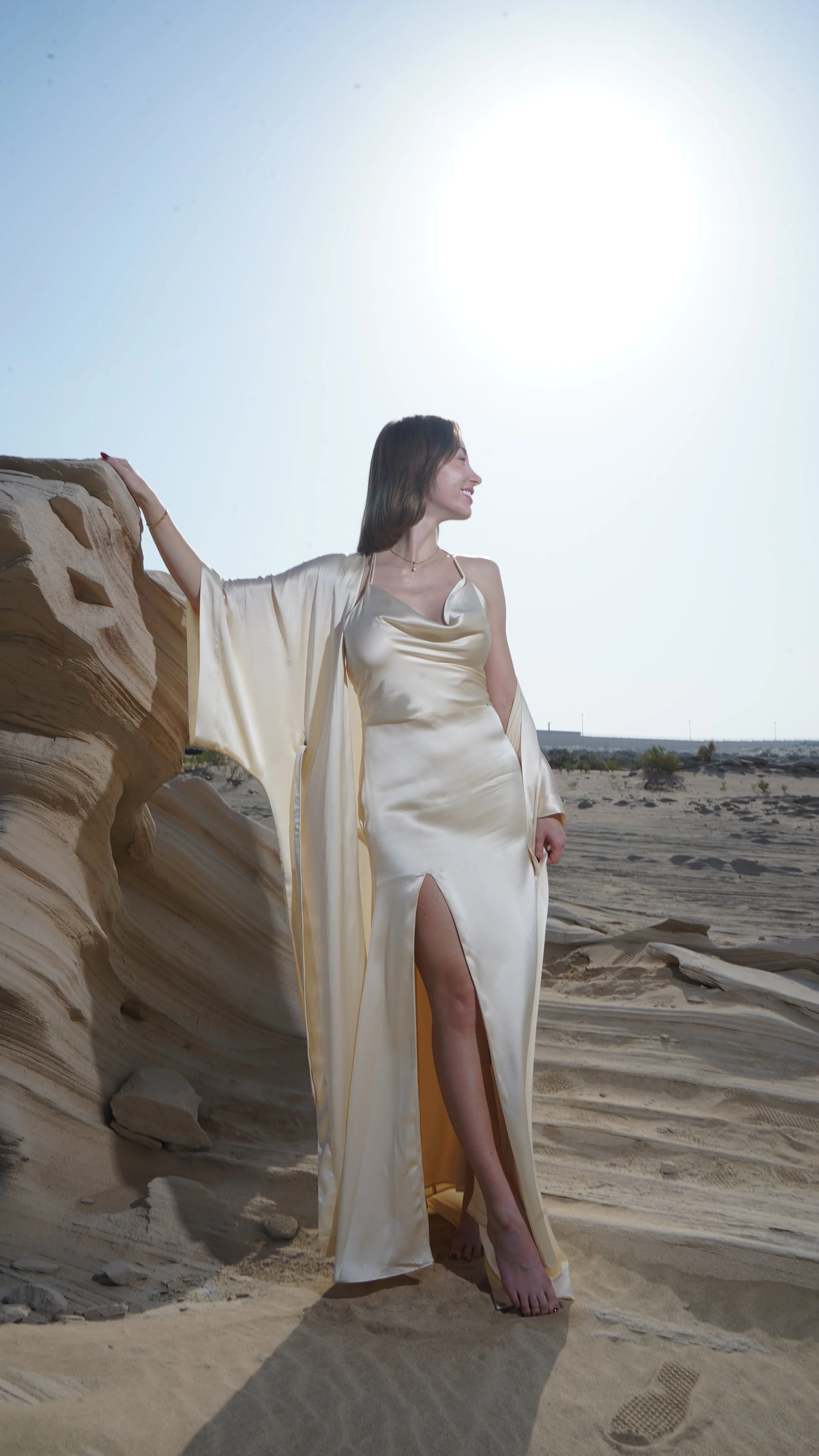 Silk V-Neck Maxi Dress – Buttermilk - Image 3