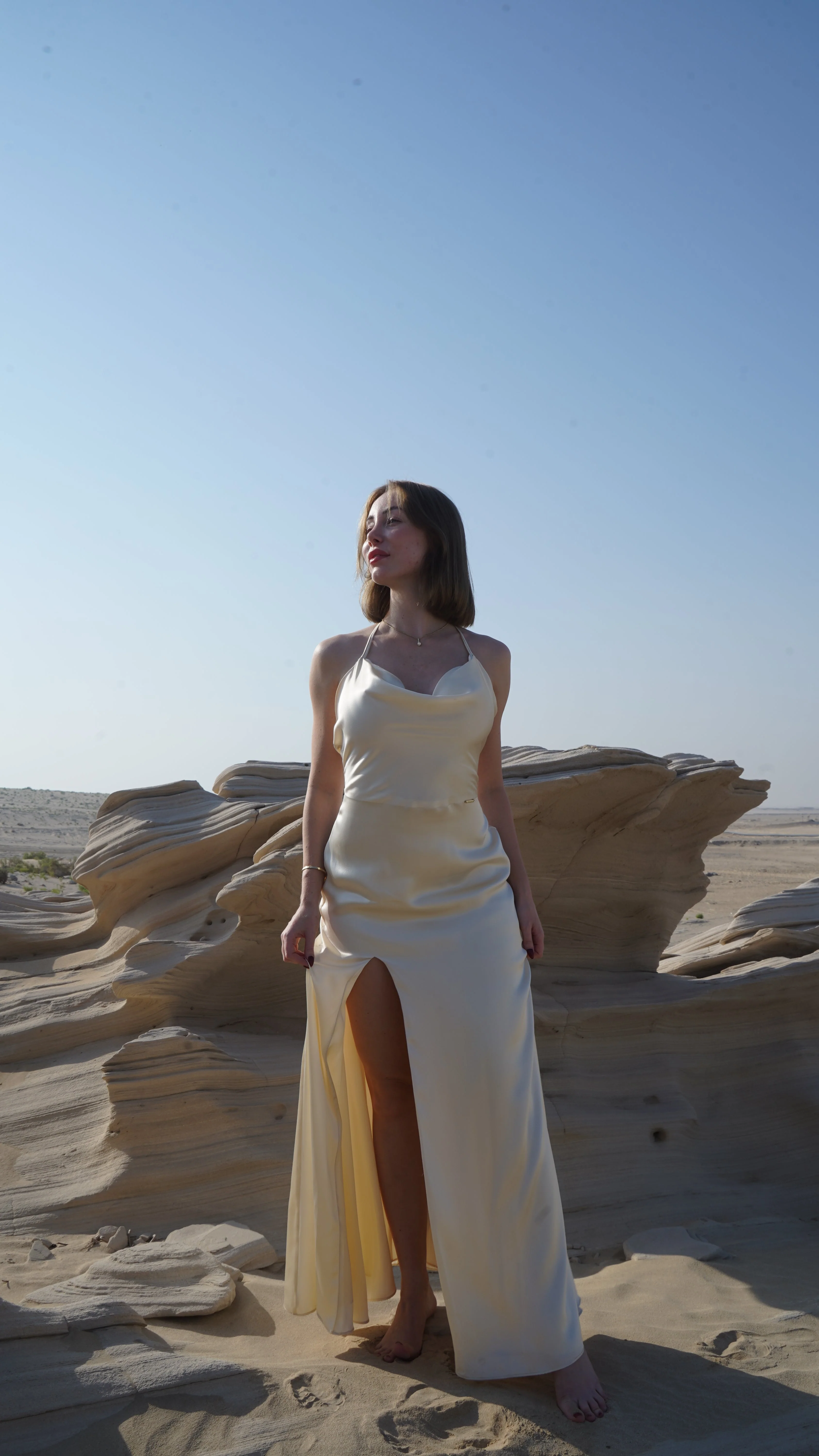 Silk V-Neck Maxi Dress – Buttermilk - Image 4