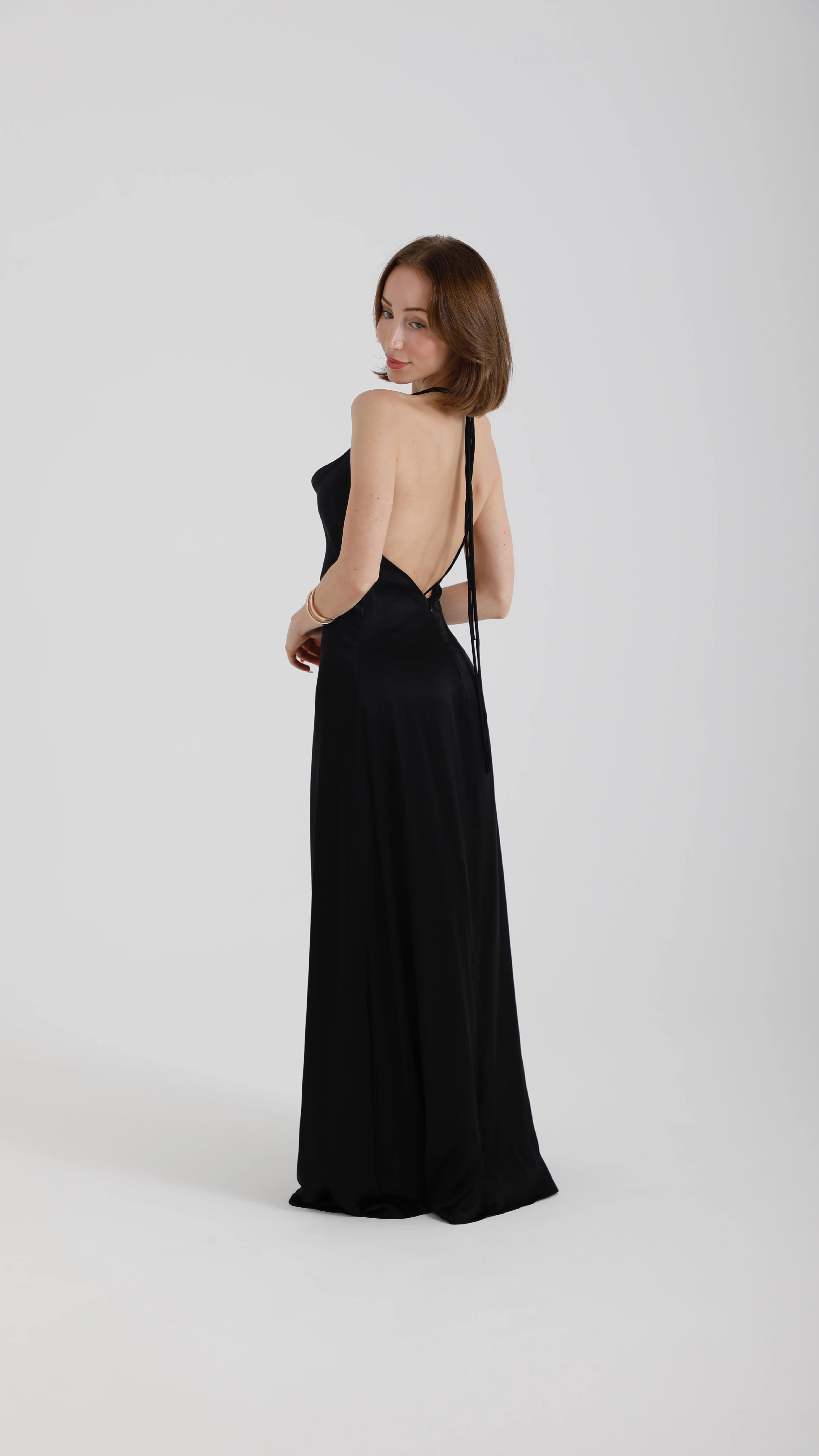 Silk V-Neck Maxi Dress – Ivory - Image 3