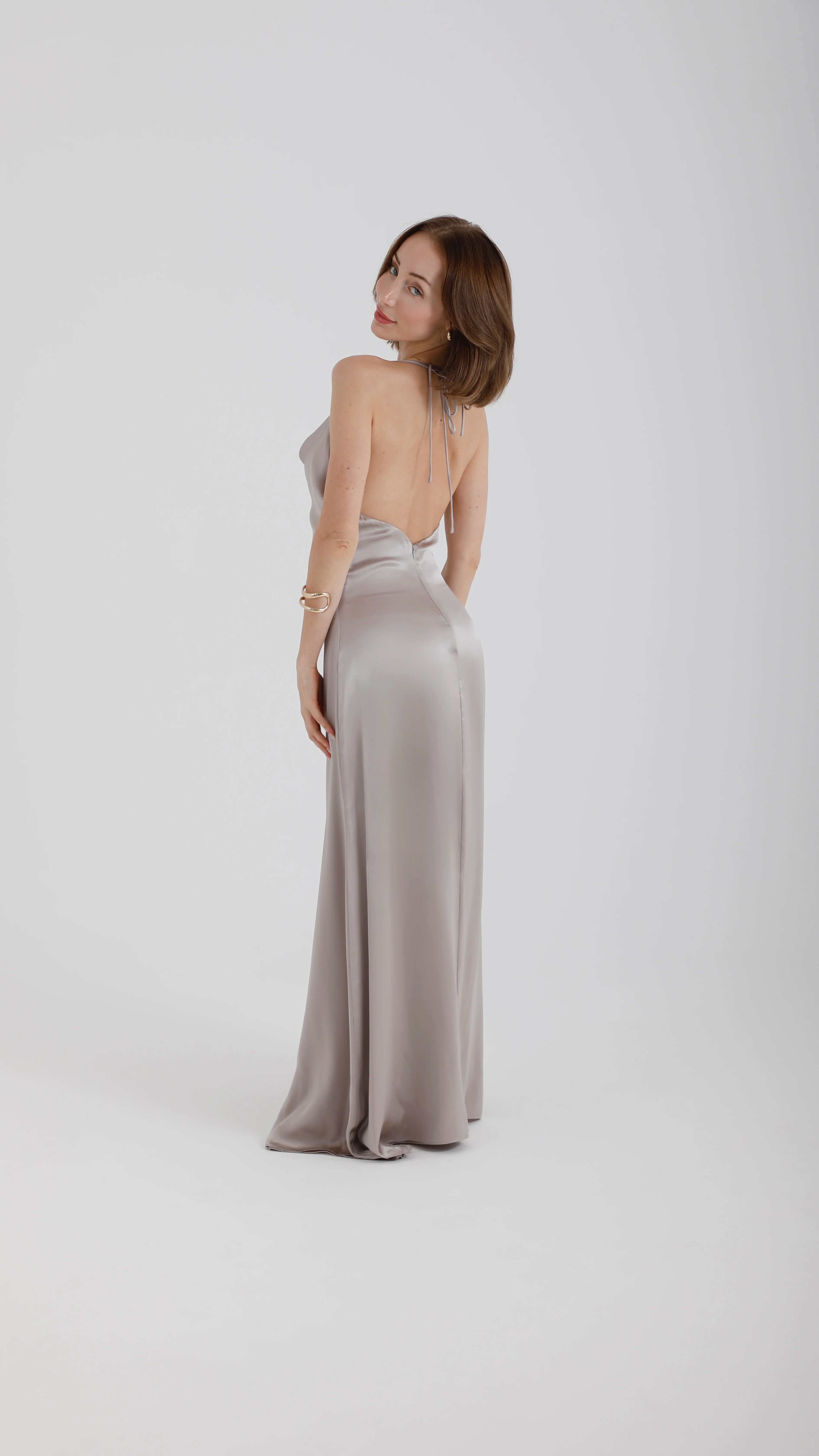 Silk V-Neck Maxi Dress – New Opal - Image 3