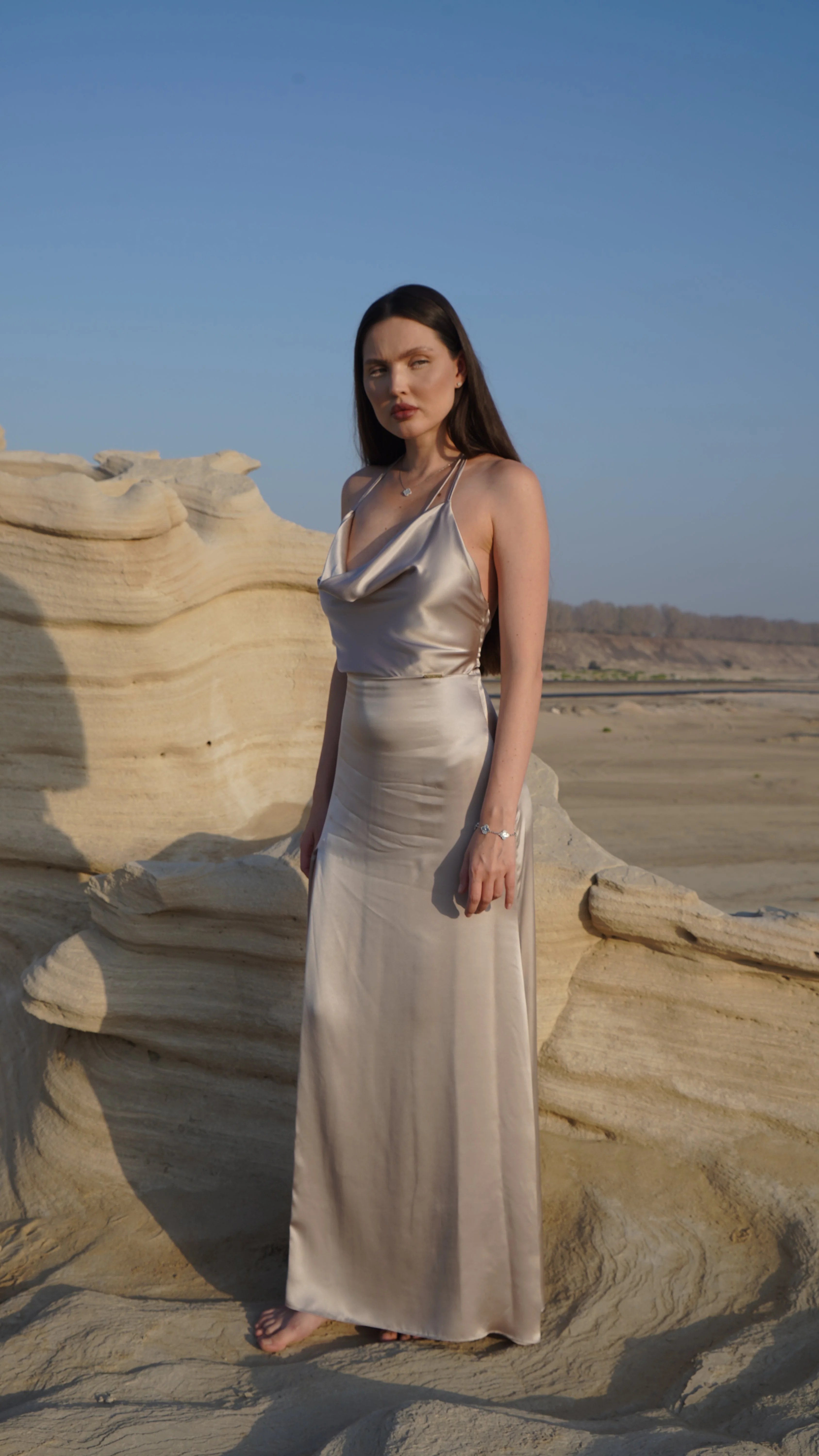 Silk V-Neck Maxi Dress – New Opal - Image 5