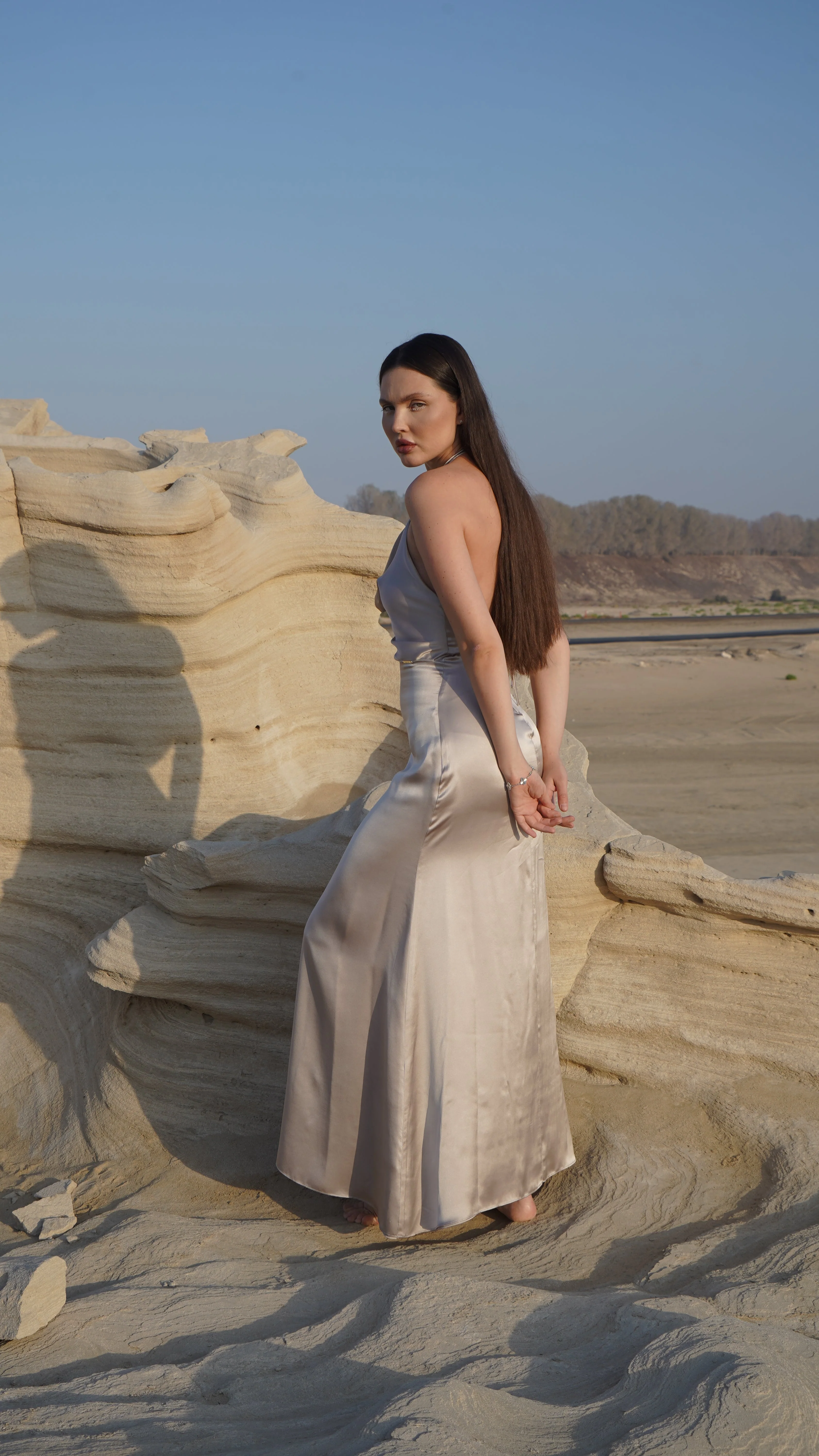 Silk V-Neck Maxi Dress – New Opal - Image 6